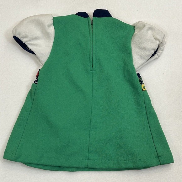 Vintage 60s 70s Toddler Dress Girls 2T Embroidered Flowers Polyester Zip Spring - Picture 2 of 7